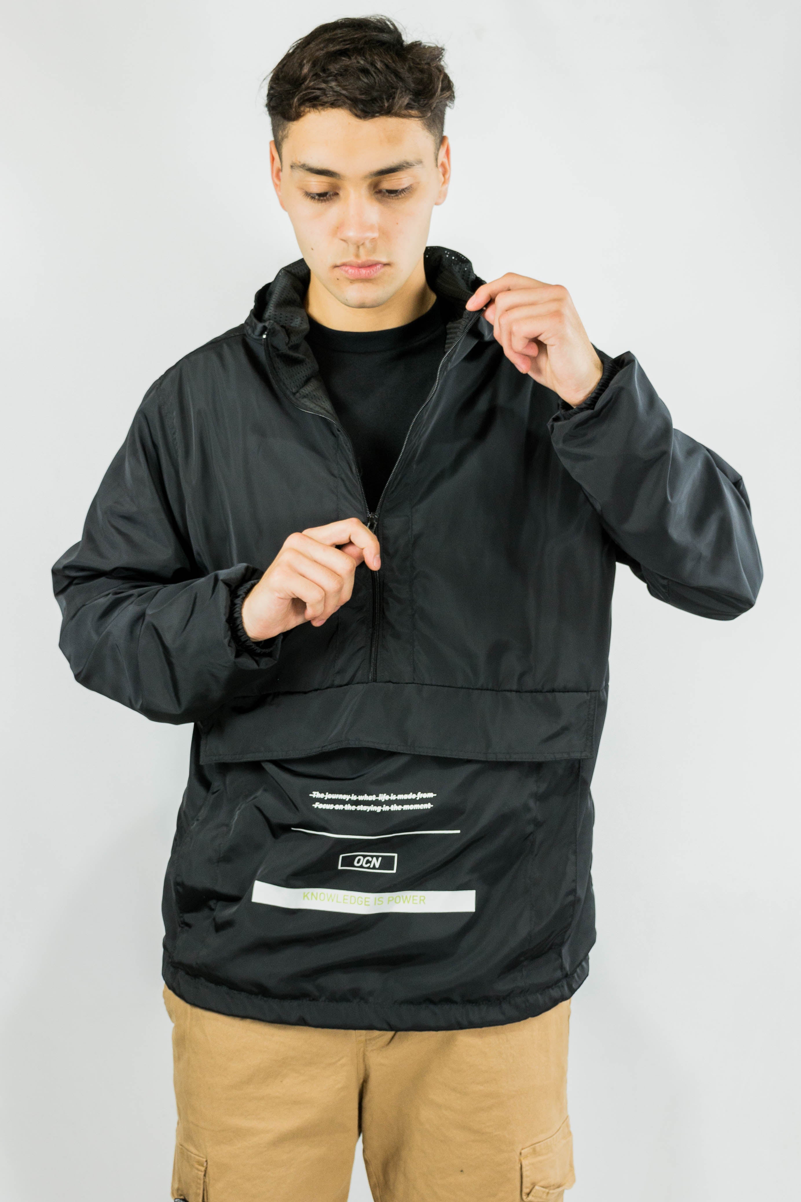 Unisex Anorak Ocn Rompeviento Rainier Jacket - Waterproof Windbreaker for Outdoor Hiking & Camping (Black, Size 164)