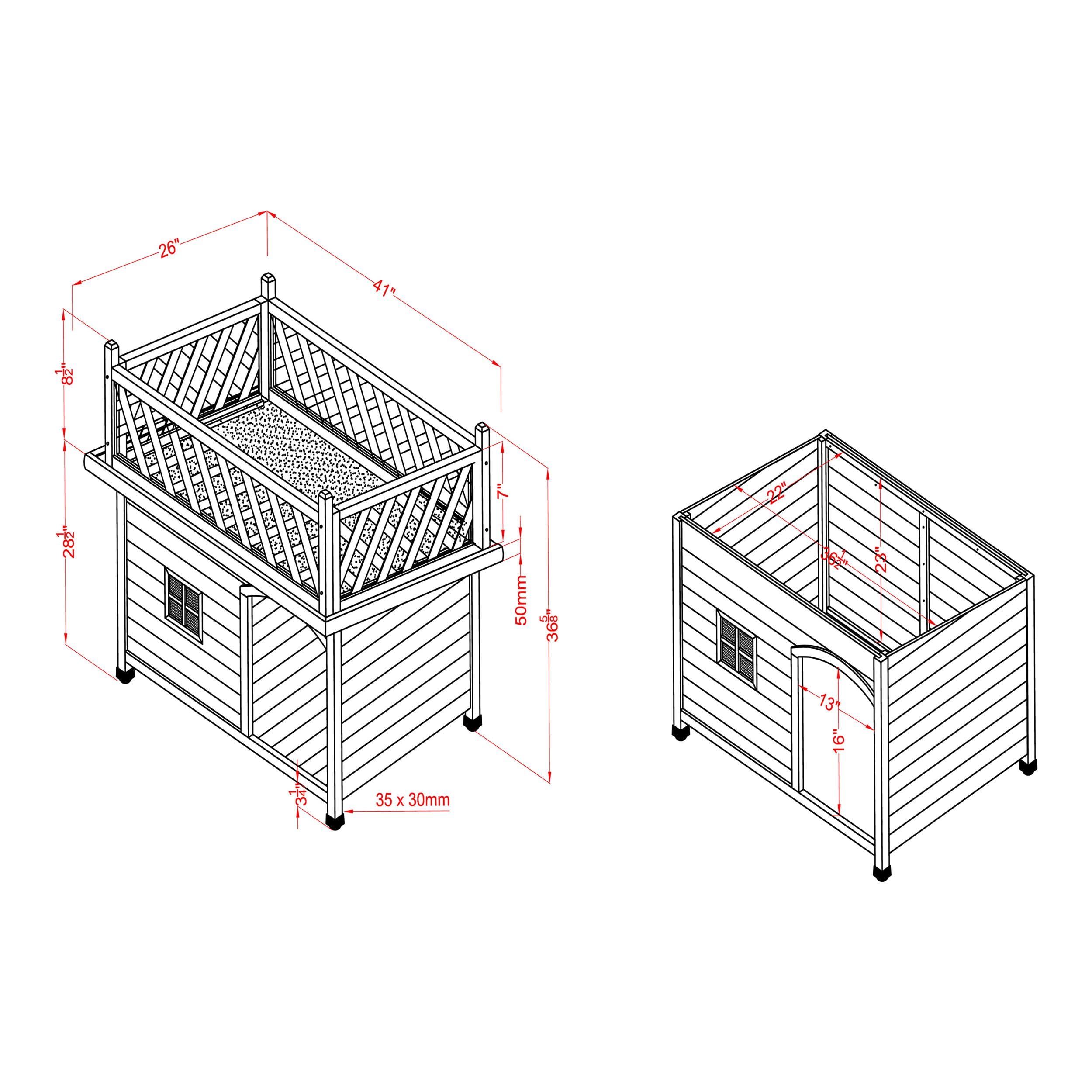 Olivar Contemporary Wood Dog House in Gray & White - Modern Indoor/Outdoor Pet Shelter for Small to Medium Dogs - Perfect for Backyard, Patio, or Living Room