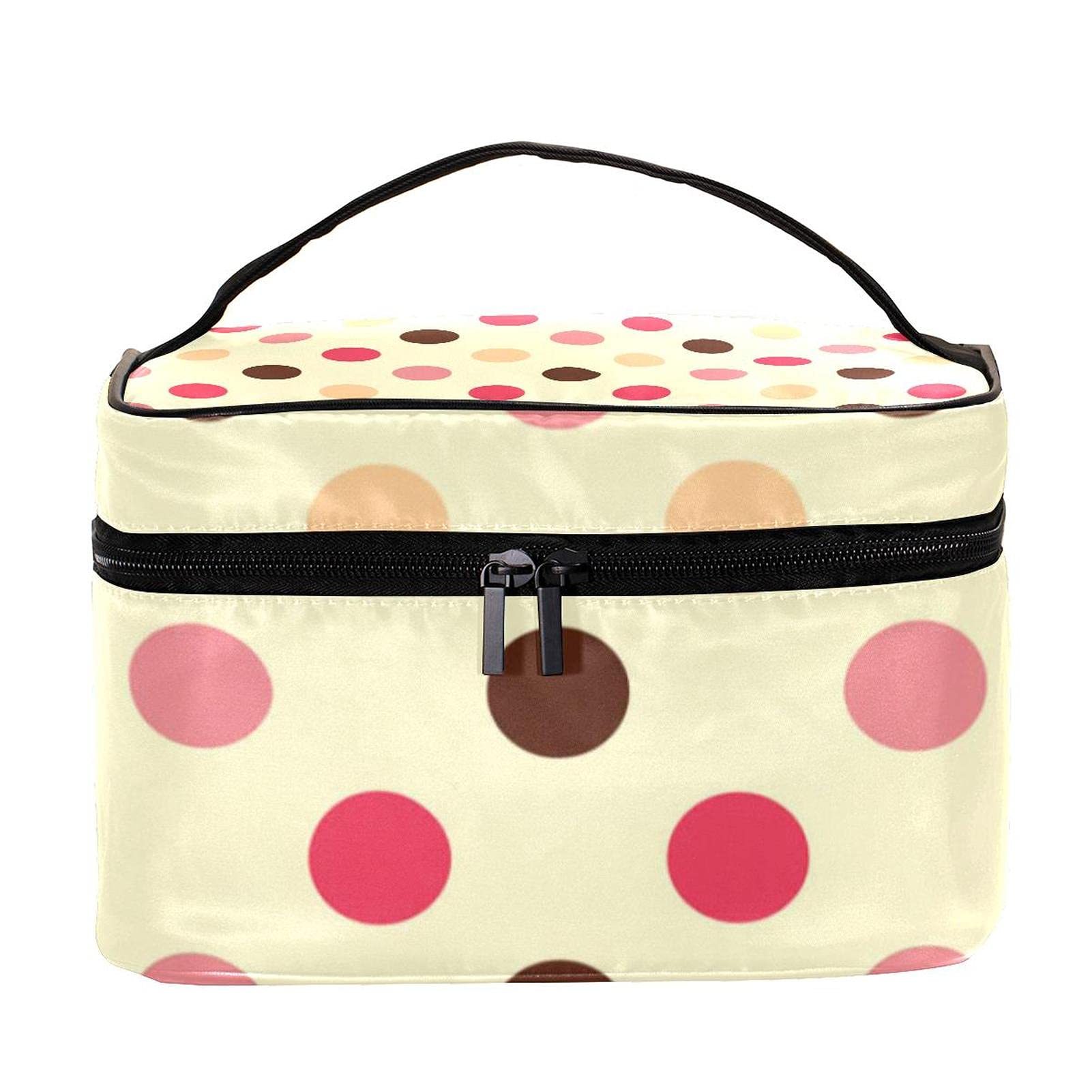Stylish Polka Dot Travel Makeup Bag - Large Cosmetic Organizer with Zipper for Women & Girls | Perfect for Vacation, Gym & Daily Essentials Storage