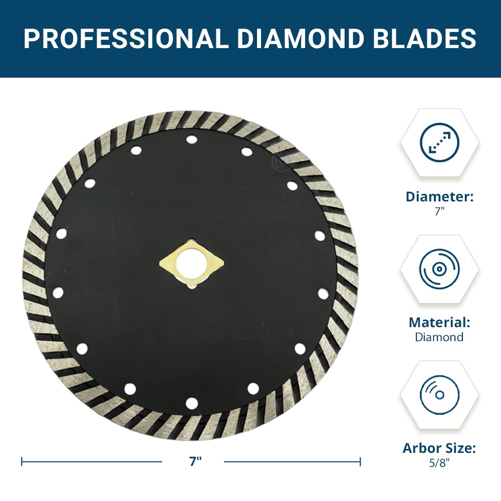 Benchmark Abrasives 7 Inch Turbo Diamond Blade for Angle Grinder - Steel Core Cutting Wheel for Brick, Ceramic Tile, Granite & Marble - 7” Concrete Masonry Saw Blade - Perfect for DIY Projects, Construction Work & Stone Fabrication