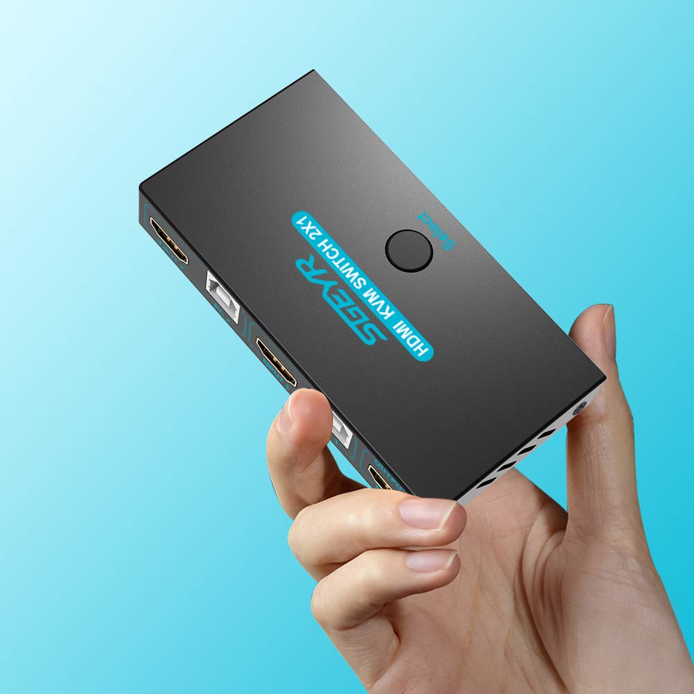 Best KVM Switch HDMI 2 Port - SGEYR USB KVM Switch for 2 Computers Sharing Monitor, Mouse & Keyboard, 4K@30Hz Support - Includes 1 HDMI & 2 USB Cables - Perfect for Home Office, Gaming & Multi-PC Workstations
