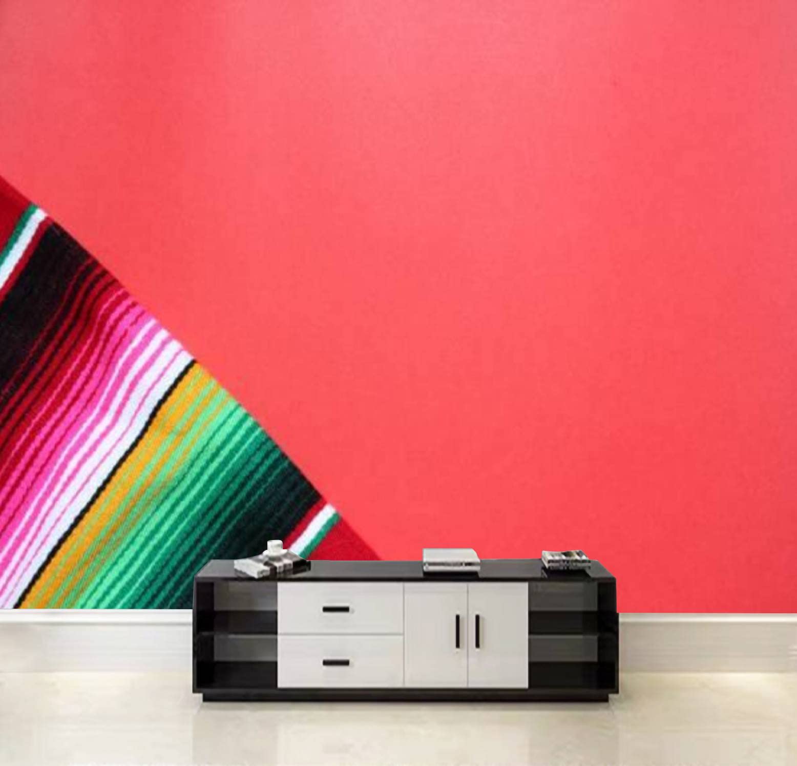 Peel and Stick Mexican Serape Wall Mural - Traditional Cinco de Mayo Fiesta Decor - Customizable PVC Self-Adhesive Wallpaper for Bedroom, Living Room & Home Decor - Perfect for Party Backdrops, Accent Walls & Themed Events