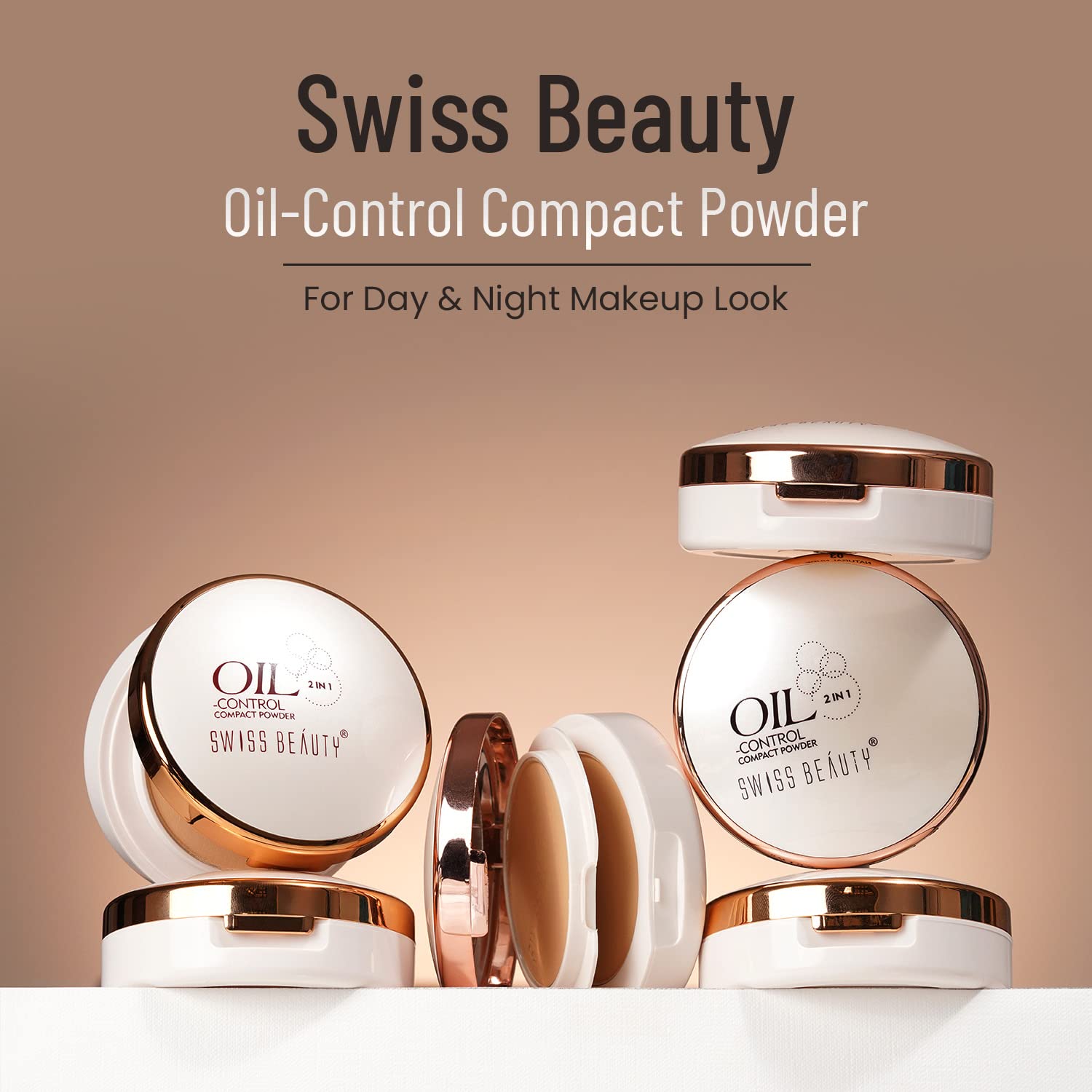 Swiss Beauty Oil Control Compact Powder - Lightweight Matte Finish for Flawless Skin | Shade 01 Pearl-Ivory, 20g | Perfect for Daily Makeup & Touch-Ups