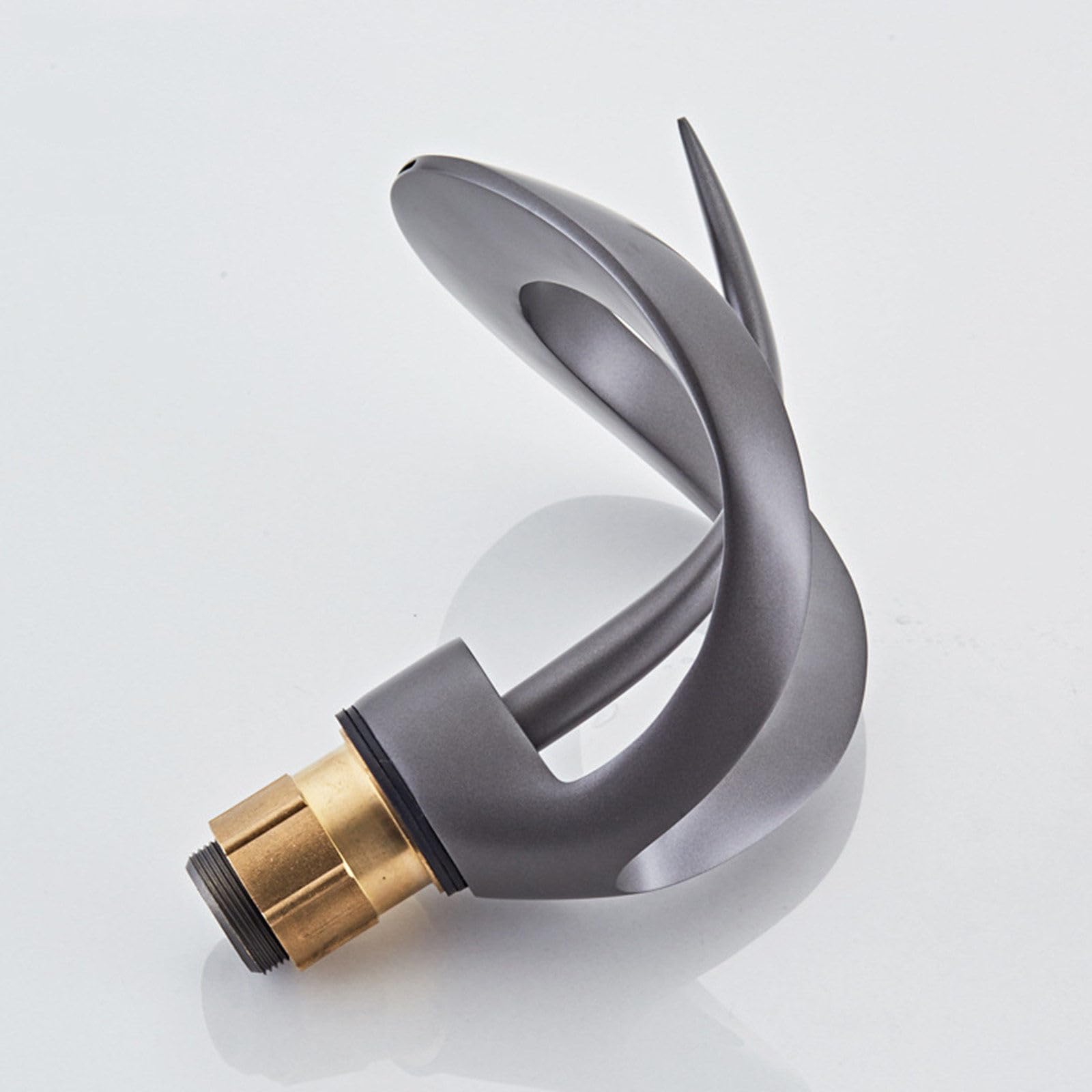 Modern Gun Gray Single Handle Waterfall Bathroom Sink Taps - Deck Mount Brass Basin Mixer Tap for Bathroom, Kitchen & Bathtub - Perfect for Contemporary Home Decor & Spa-Inspired Bathrooms