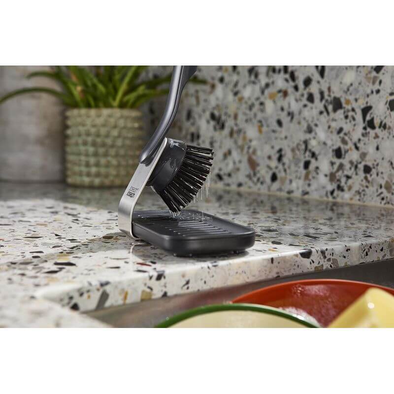 Joseph Joseph SinkTech Dish Brush & Sponge Set with Stand - Kitchen Cleaning Tools for Sink, Countertop & Dishwashing - Perfect for Home, RV & Camping Use