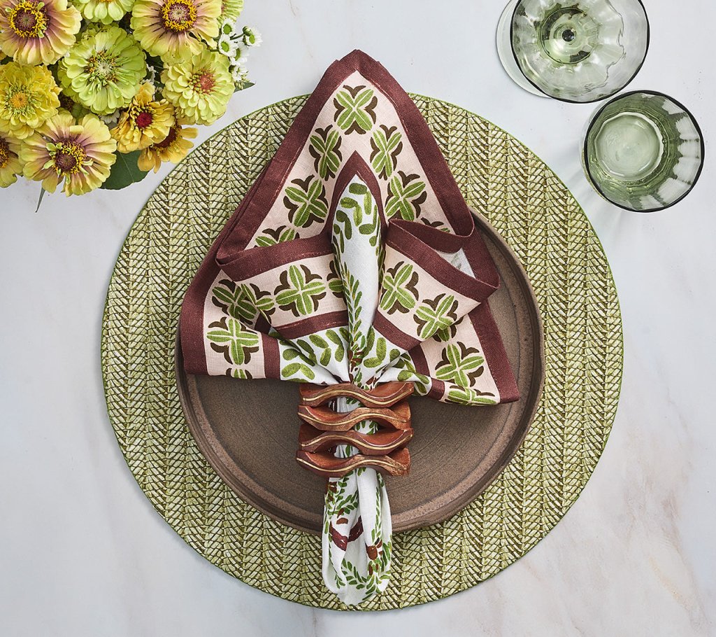 Premium Moss Green Chevron Placemat Set of 4 - Non-Slip Table Protector for Dining, Kitchen, and Party Decor