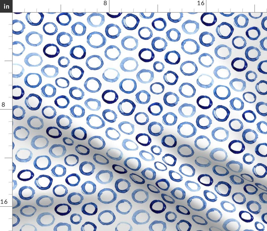 Watercolor Circles Blue Abstract Geometric Bubbles Printed Cotton Fabric - Fat Quarter for Sewing, Quilting, Apparel & Home Decor | Spoonflower Petal Signature Cotton | DIY Crafts, Dressmaking, Pillow Covers
