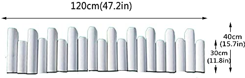 White 120x50cm Flexible Plug-in Wood Picket Garden Fence - Animal Barrier, Border Edging for Outdoor Beds, Paths & Home Gardens - Easy DIY Installation & Durable Design