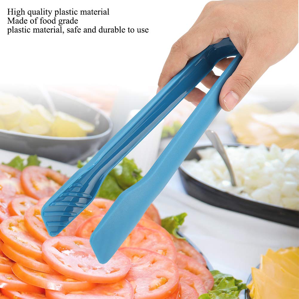 3-Piece Plastic Bread Tongs Set - Multi-Colored Kitchen Cooking Utensils for BBQ, Salad, Baking (Blue) - Perfect for Serving, Grilling & Food Preparation
