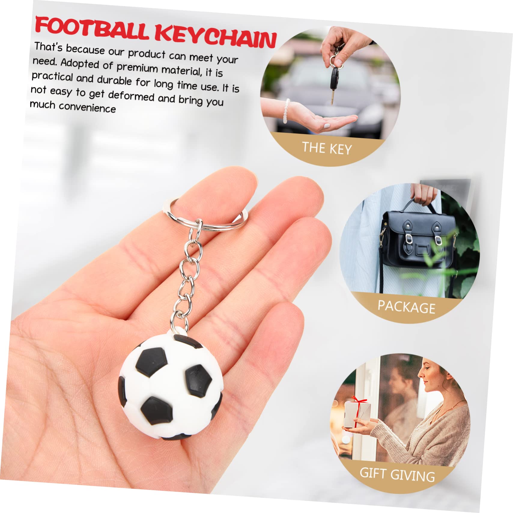 BESPORTBLE 3 Sets Football Keychain - Sports Team Keyring Charms with 36 Mini Football Decorations for Soccer Fans - Perfect for Gifts, Backpacks, and Game Day Accessories