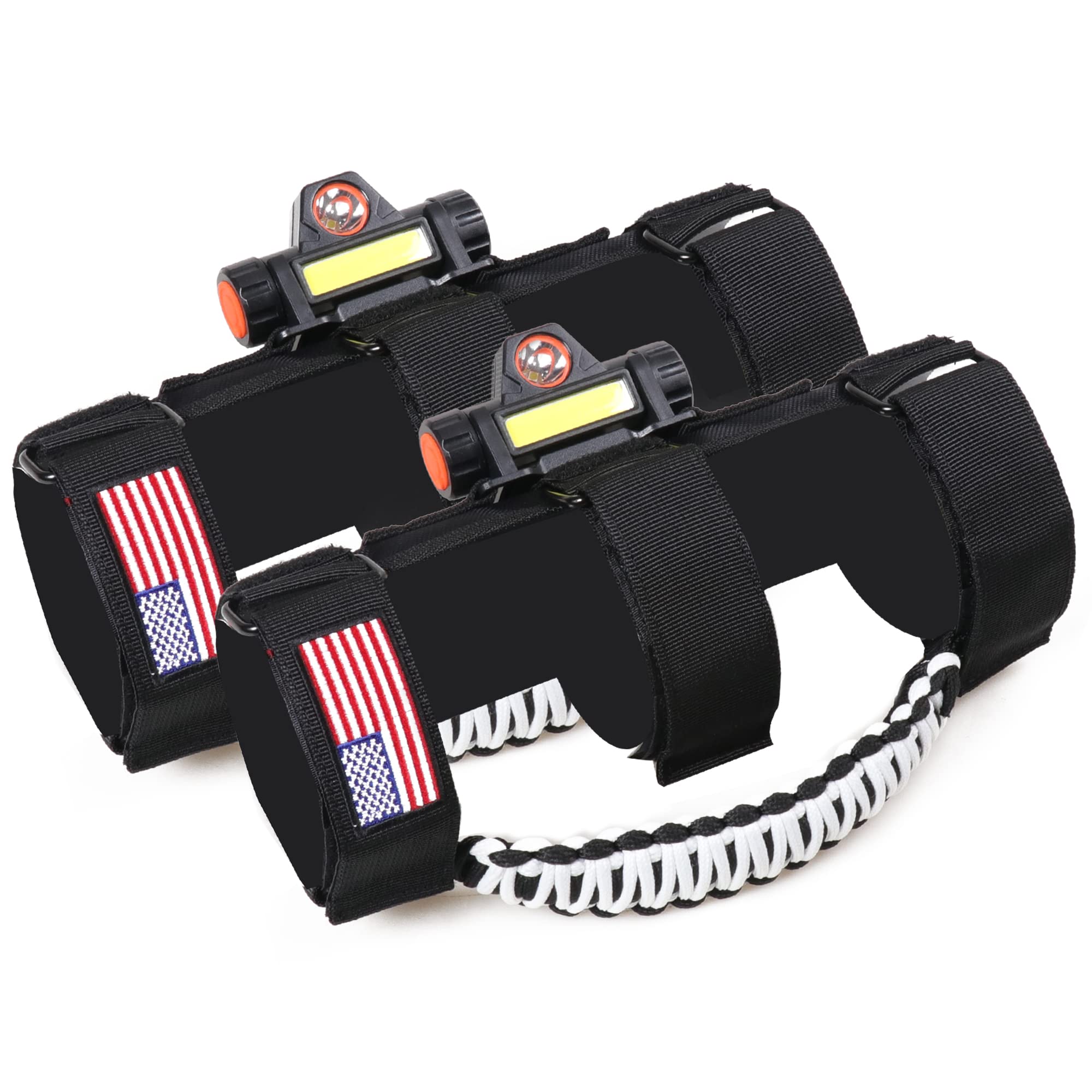 Premium Roll Bar Grab Handles with LED Dome Light for 1945-2025 Jeep Wrangler (CJ/YJ/TJ/JK/JL) & Gladiator JT - Universal 2.0