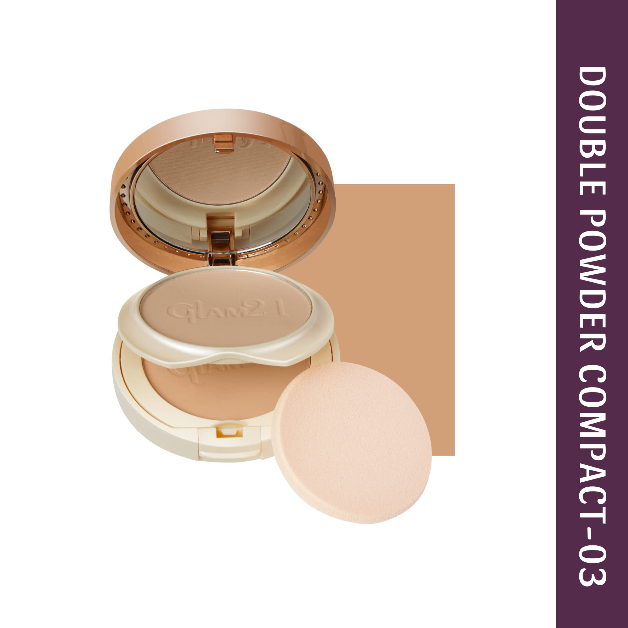 Glam21 Clear & Bright Silk 2-in-1 Compact Powder - Oil Free & Sweat Resistant Makeup for All Skin Types | Shell-03 | Perfect for Daily Wear & Touch-Ups On-The-Go