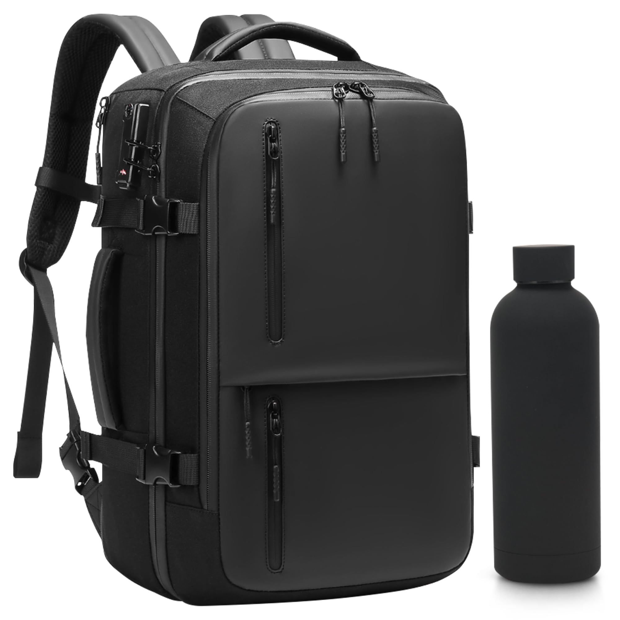Expandable 40L Travel Backpack - TSA Approved Carry On Backpack for Airplane, Lightweight Water Resistant Laptop Backpack for Men & Women with 500ml Water Bottle - Perfect for Business Trips, Hiking & Weekend Getaways
