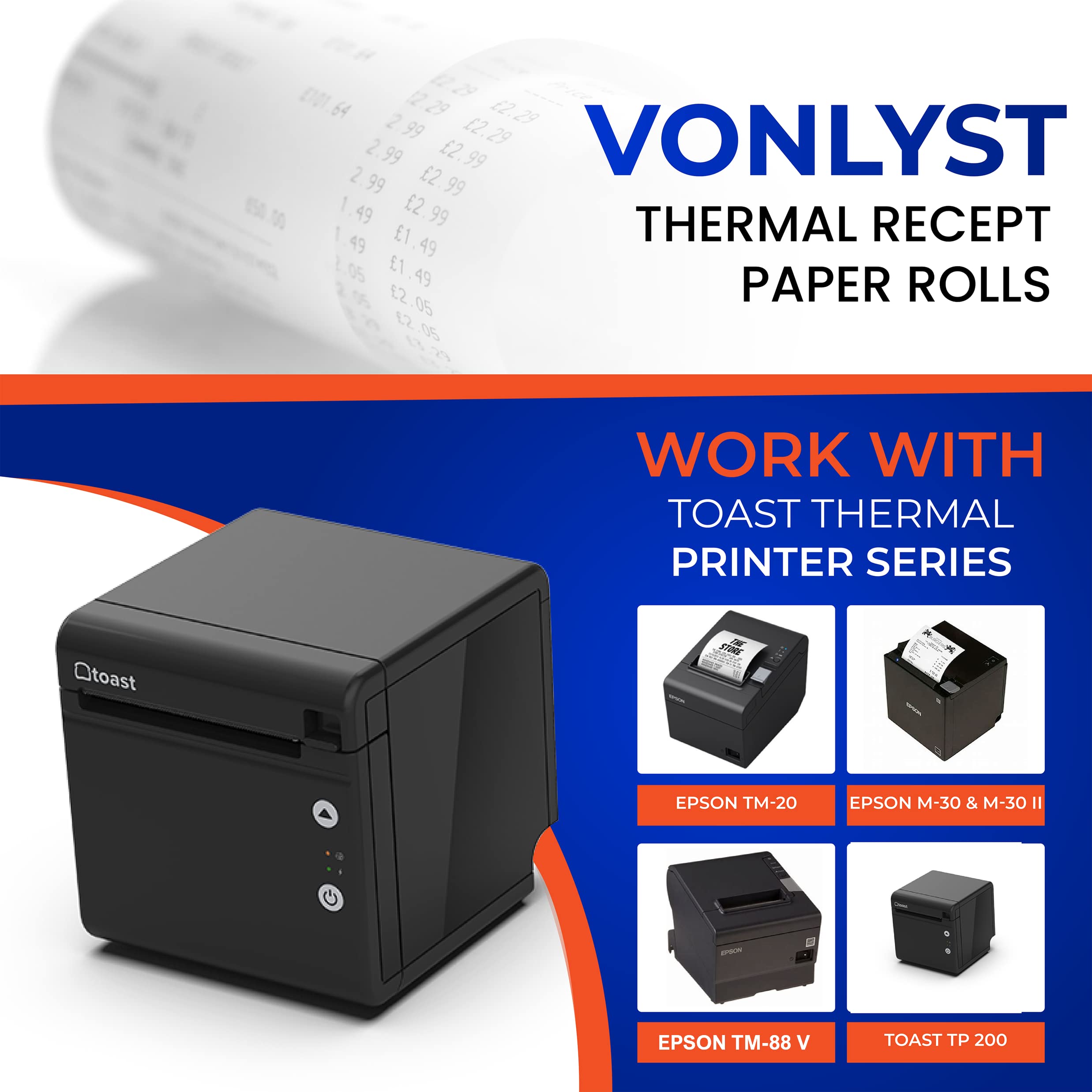 Thermal Paper Rolls for TP200 POS Printer - 24 Rolls for Receipts & Tickets