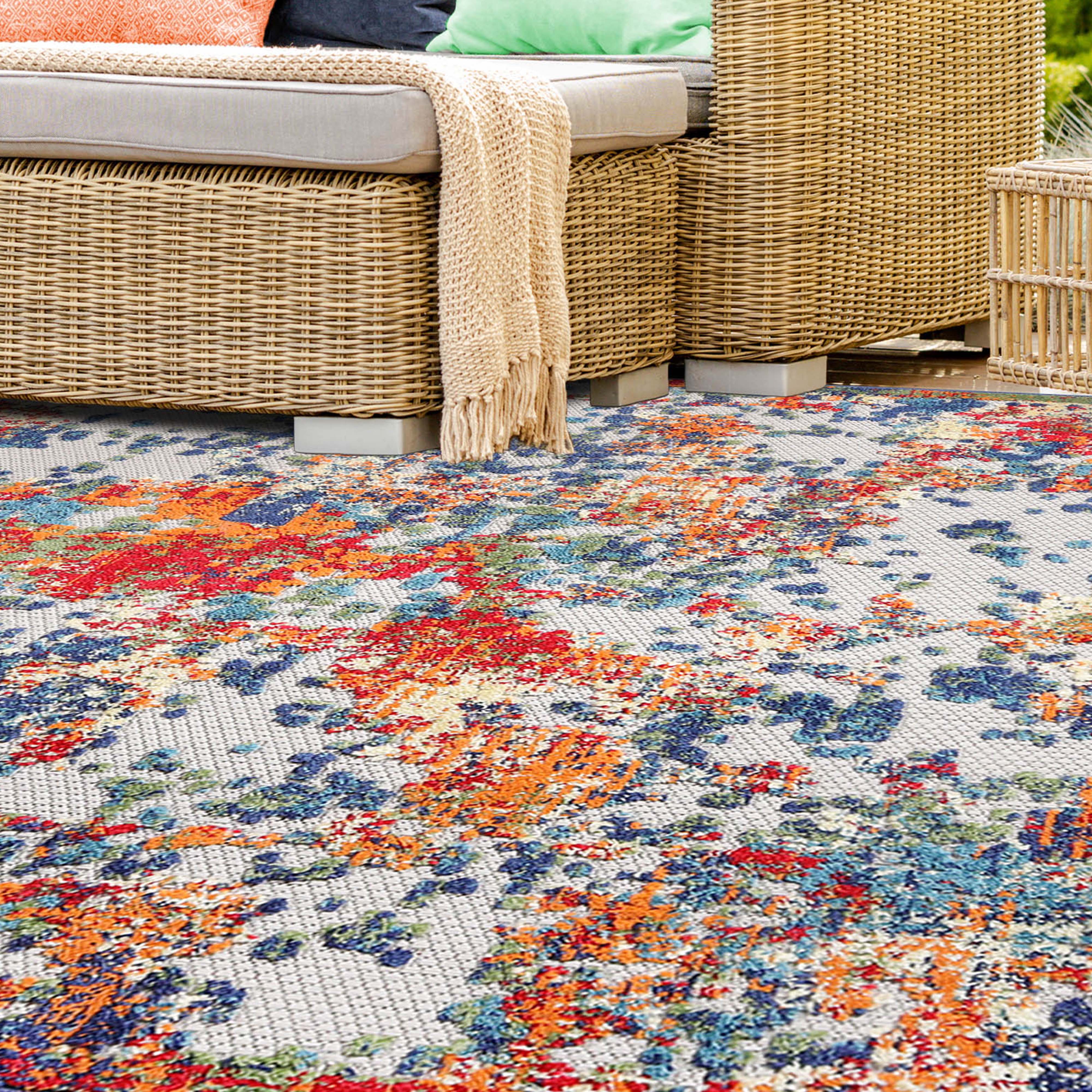 Kalina Modern Abstract Splatter Indoor Outdoor Area Rug Runner - Non-Slip Washable Floor Mat for Living Room Bedroom Patio Decor