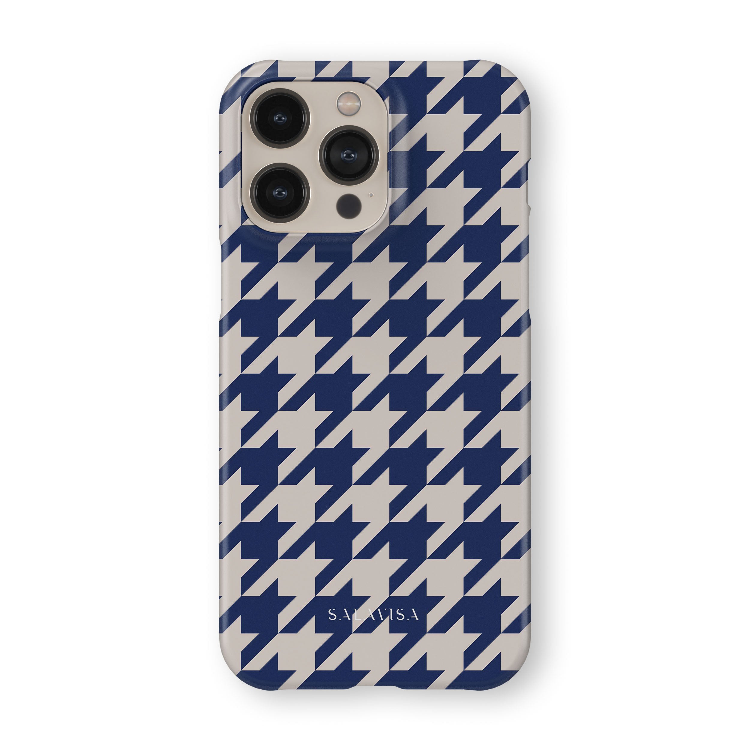 Stylish Blue Houndstooth Pattern Phone Case - Trendy Protective Cover for iPhone & Samsung | Perfect for Work, Travel & Everyday Use