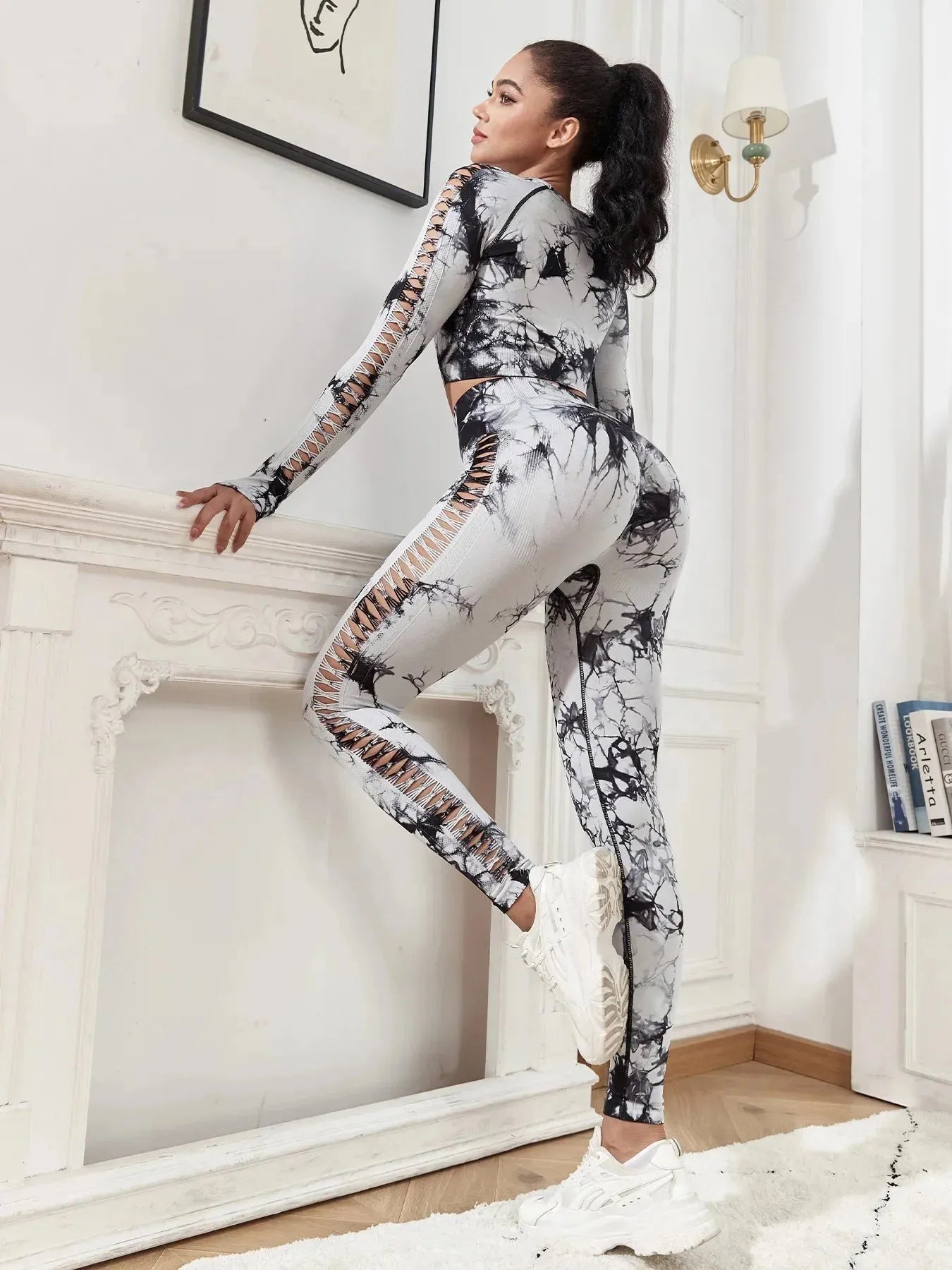 Tie Dye Seamless Yoga Pants Set for Women - Butt Lifting Workout Leggings with Hollow Out Design | Perfect for Gym, Yoga & Fitness Training
