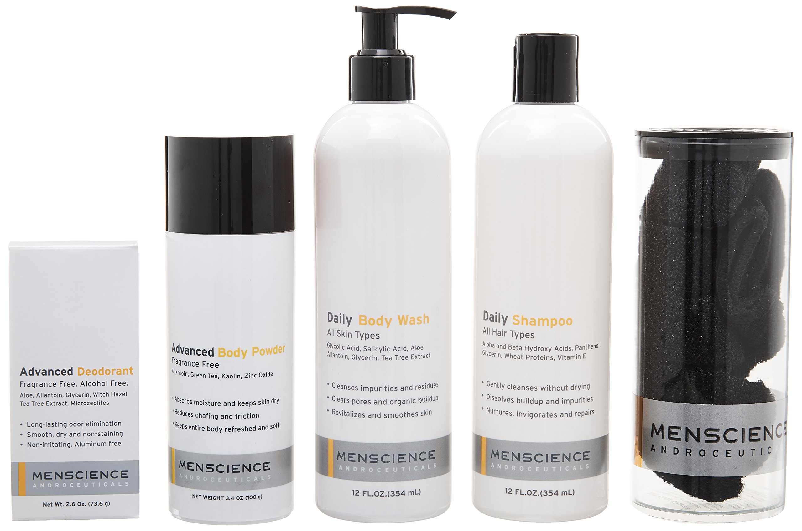 MenScience Androceuticals Men's Power Shower Kit - Hydrating Body Wash & Exfoliating Scrub for Men | Daily Skincare Routine | Gym, Post-Workout & Morning Refresh