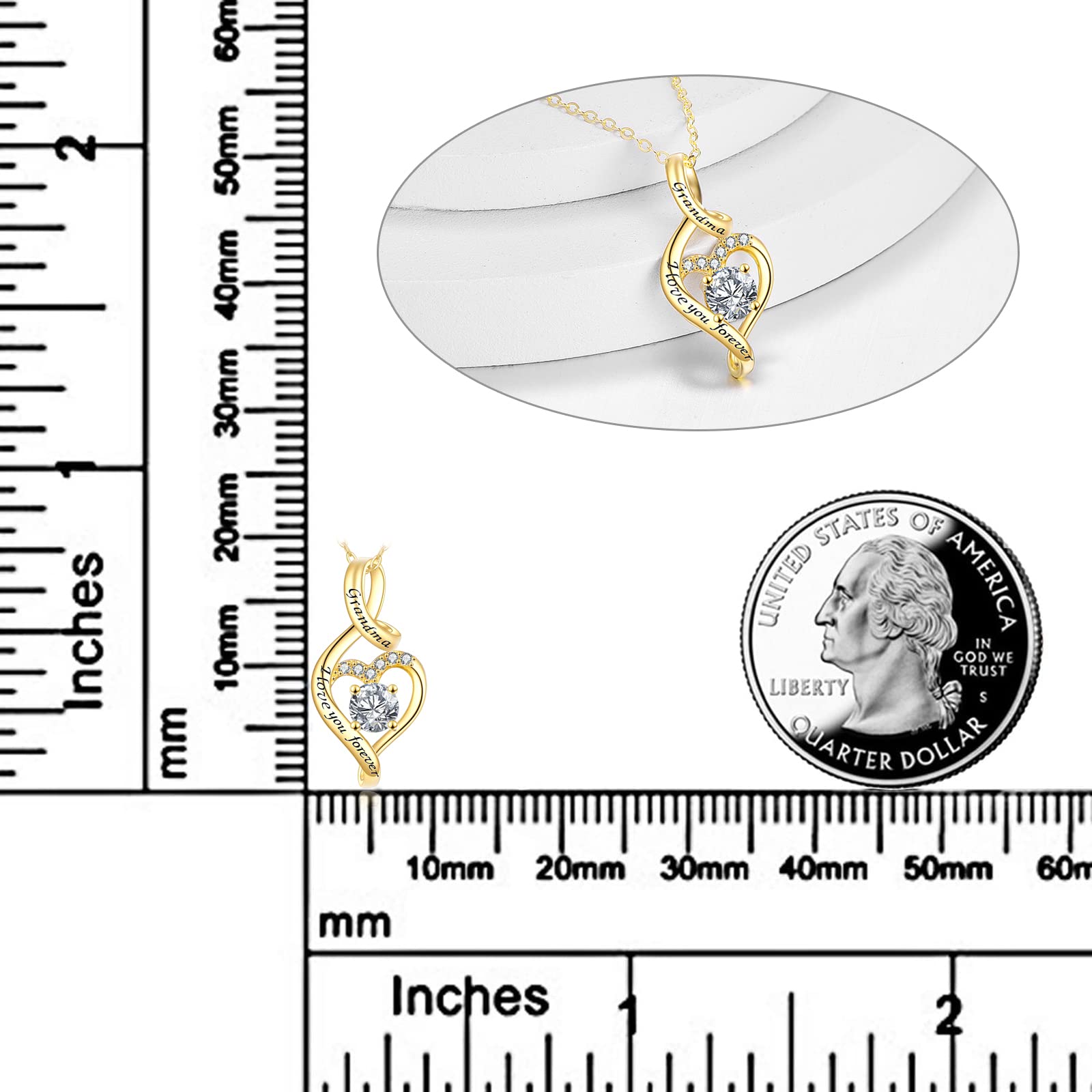 14K Gold Heart Pendant Necklace for Grandma - 1CT Moissanite Jewelry Gift from Granddaughter | Perfect for Valentine's Day, Mother's Day & Birthday Presents | Elegant Women's Necklace for Special Occasions