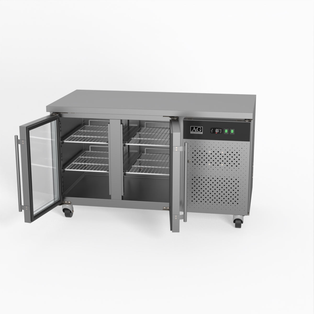 Commercial Glass Door Refrigerator - 2 Door Under Counter Display Fridge 700mm Depth for Restaurants, Cafes & Retail Stores