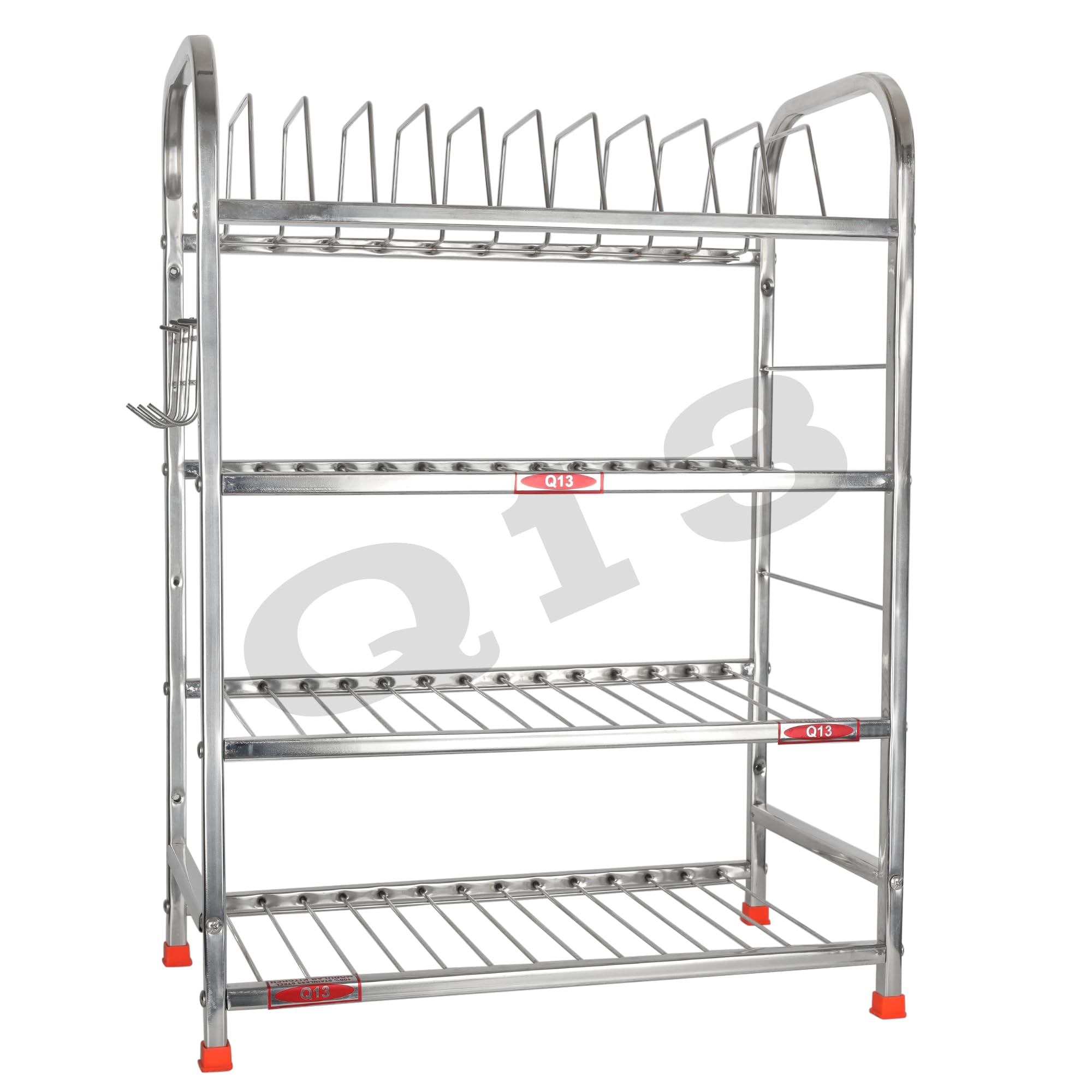 D.K 11 Stainless Steel Wall Mount Dish Rack - 18x24 Inch Kitchen Utensil Holder with Cutlery & Plate Storage | Space Saving Modular Design for Small Kitchens, Restaurants & Dorm Rooms | Perfect for Drying Dishes, Organizing Utensils & Maximizing Counter Space