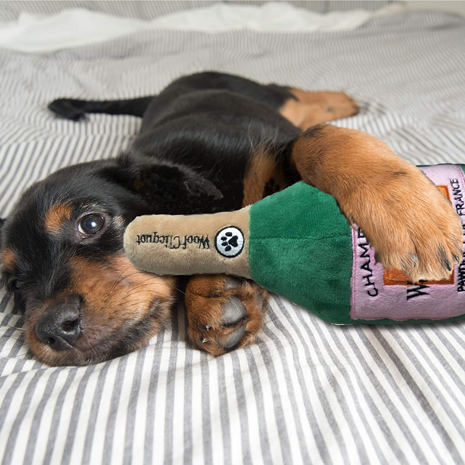 Woof Clicquot Champagne Dog Toy - Fun Chew Toy for Small & Medium Dogs - Perfect for Playtime, Training & Gifts