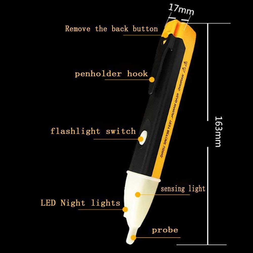 Non-Contact Voltage Tester Pen 90-1000V AC - Battery Powered Electrical Detector with LED Light & Audible Alarm - Perfect for Home Electrical Safety Checks, DIY Projects, and Professional Electricians