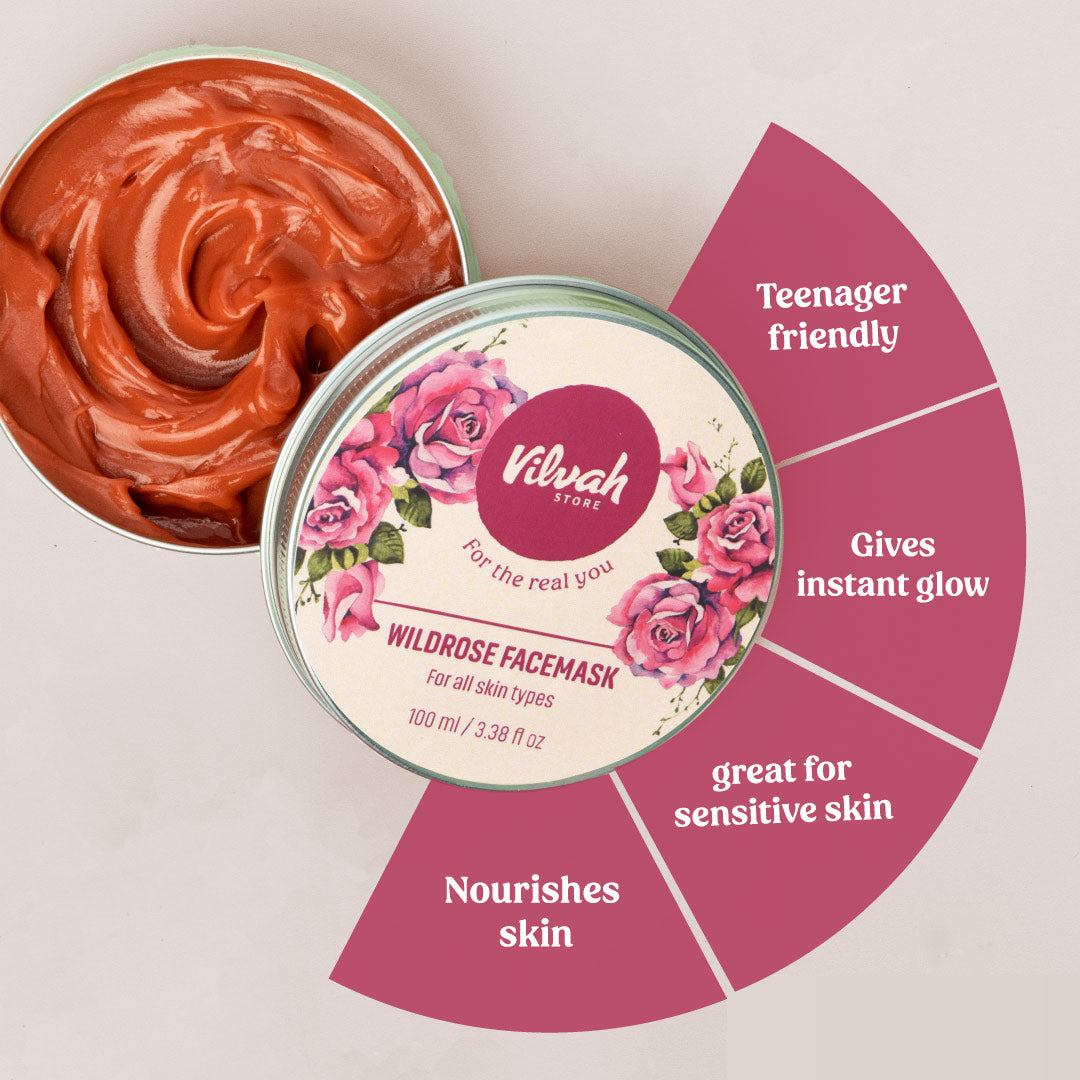 Organic Wild Rose Hydrating Face Mask for Glowing Skin - Natural Skincare for Dry & Sensitive Skin - Perfect for Spa Nights & Self-Care Routines