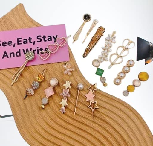 SIYAA Geometric Hollow Metal Hair Clips for Women - Korean Pearl Barrettes & Hairpins - Perfect for Weddings, Parties and Everyday Styling
