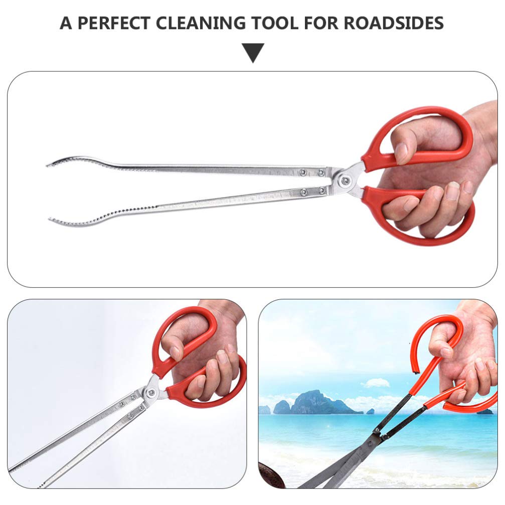 **Heavy Duty Stainless Steel Crab Trash Grabber Tongs - 53cm Scissor Tongs for Seafood, BBQ, Grilling & Kitchen Use - Durable Garbage Picker for Crab Cooking, Beach Cleanup & Outdoor Activities**