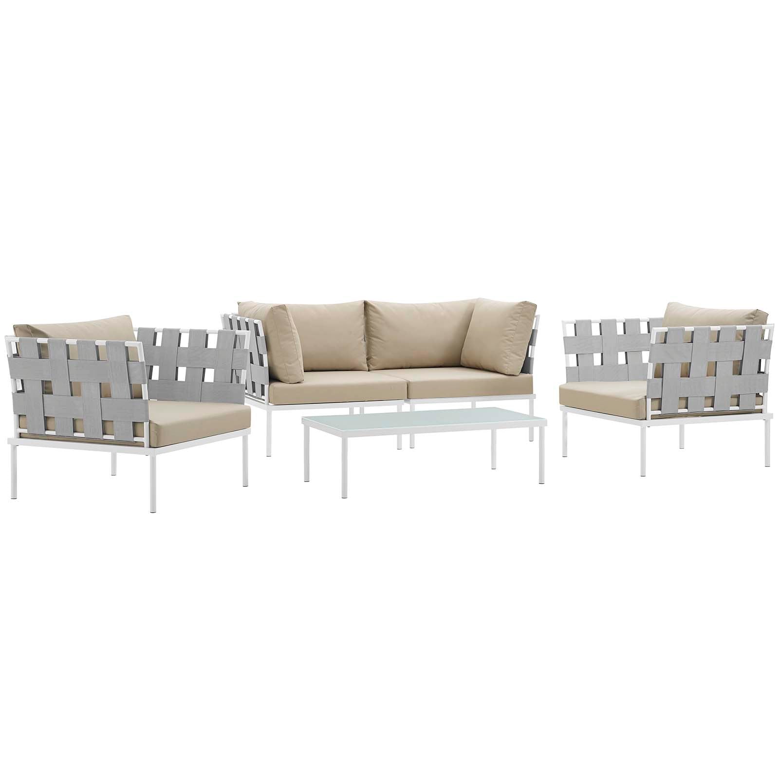 Harmony 5-Piece Outdoor Patio Aluminum Sectional Sofa Set with Cushions - Durable Weather-Resistant Garden Furniture for Backyard, Poolside & Patio Relaxation