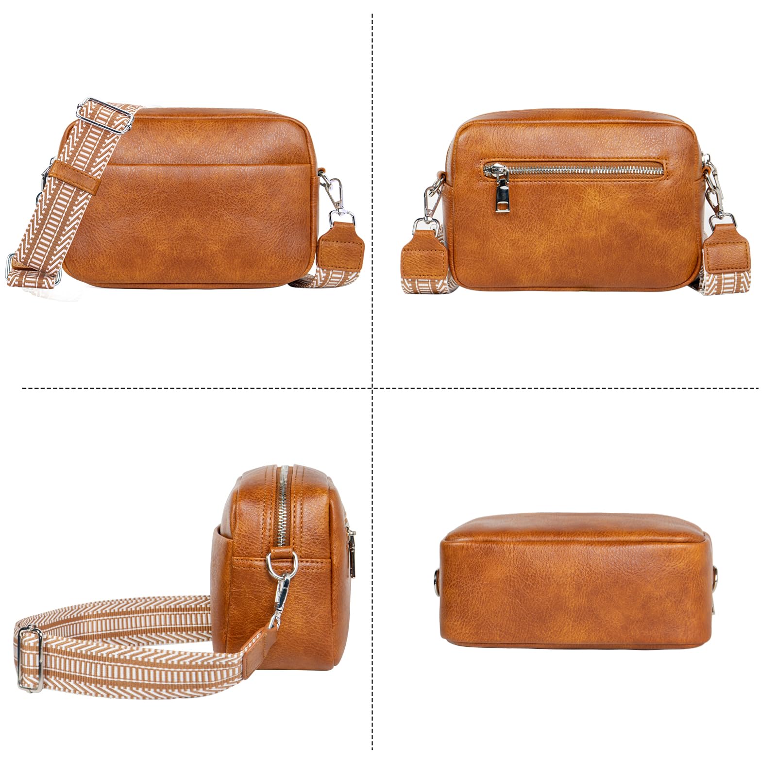 Stylish Small Crossbody Bag with Adjustable Wide Guitar Strap - Camera Purse Shoulder Handbag Satchel for Women - Perfect for Travel, Concerts & Everyday Use