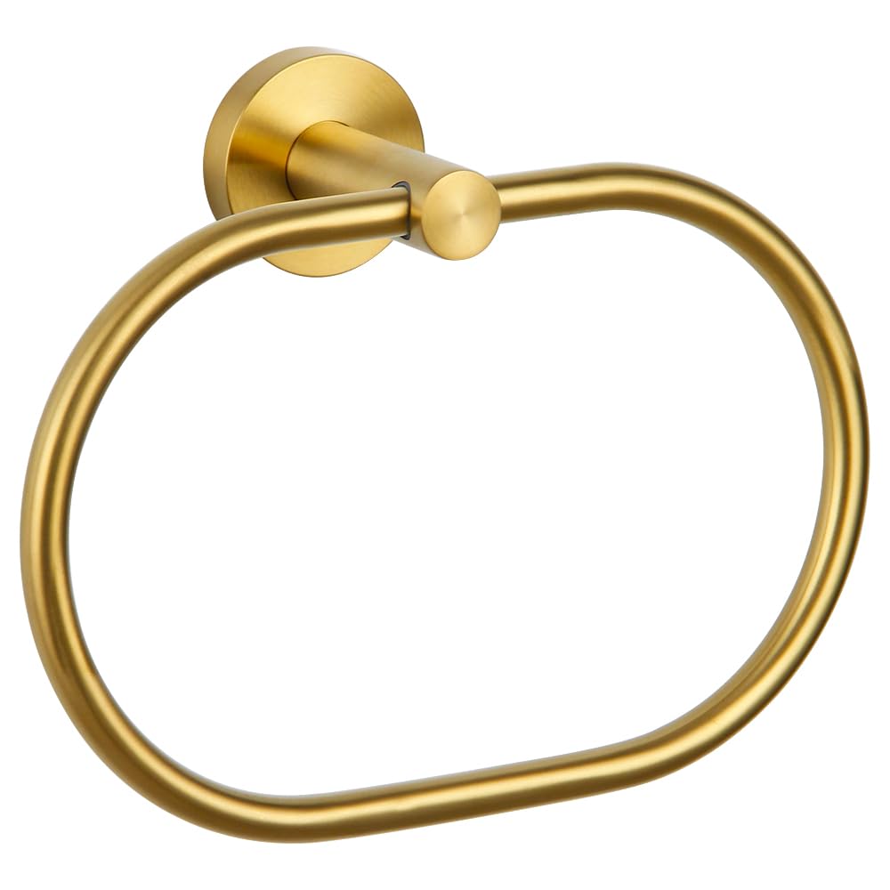 APLusee 304 Stainless Steel Swivel Hand Towel Holder - Brushed Gold Bath Towel Ring for Sink, Modern Bathroom Accessories - Perfect for Kitchen, Bathroom & Powder Room Organization