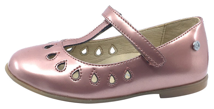 Naturino Girls Cosenza T-Strap Cut-Out Ballet Flats - Satin Rose Pink | Comfortable & Stylish for School, Parties & Special Occasions