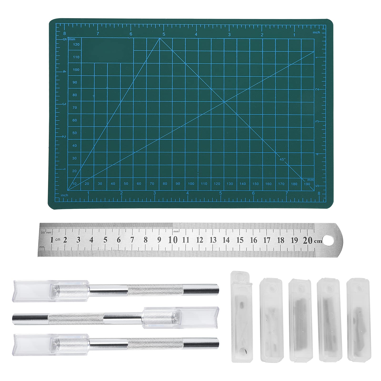 Precision Craft Knife Set with Blades, Cutting Mat, Handle & Ruler - Ideal for Scrapbooking, Stencil Art, DIY Projects & Precision Carving