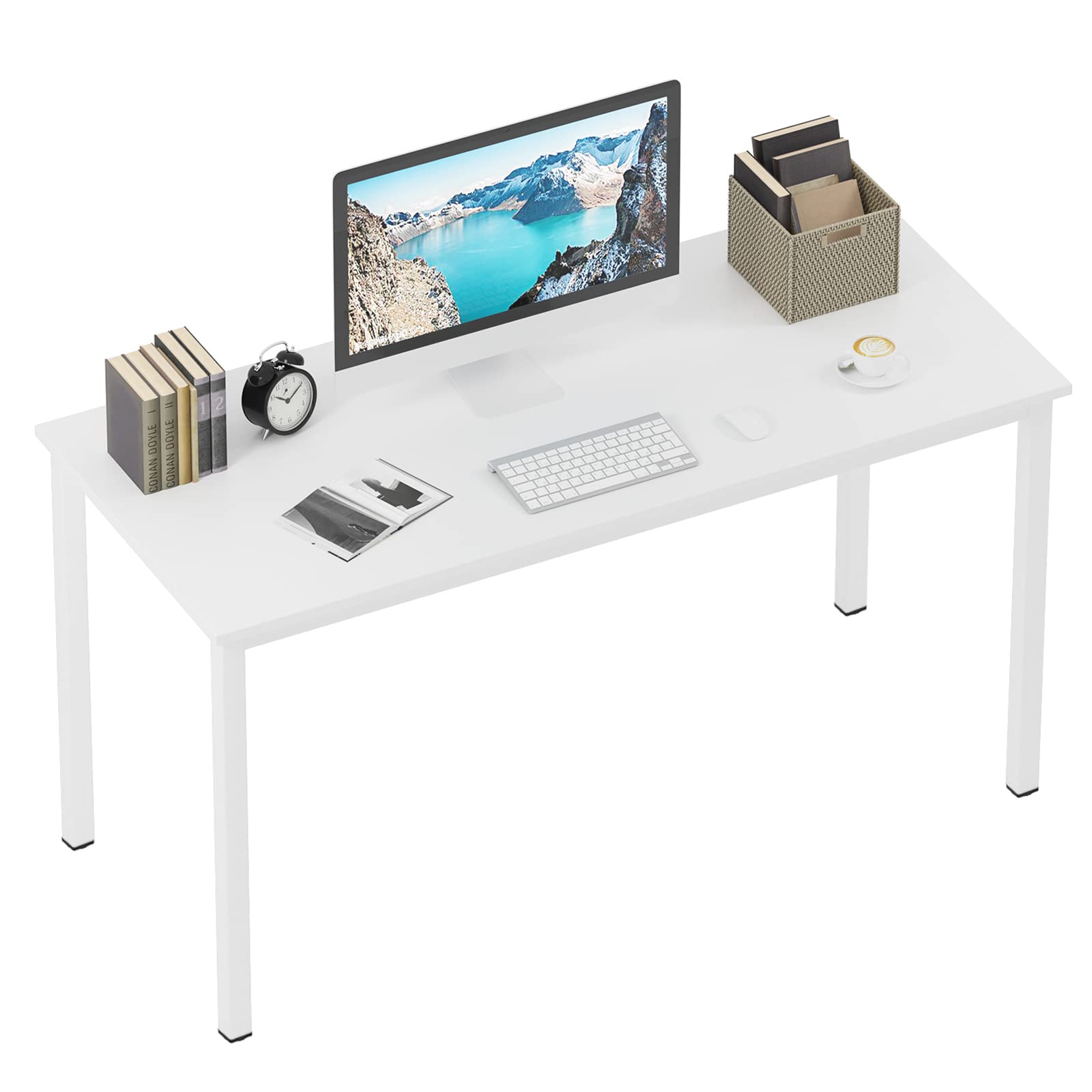 SogesFurniture 55 Inch Large Computer Desk - BIFMA Certified Sturdy Office Desk & Writing Table, White (BHUS-AC3DW-140) - Perfect for Home Office, Gaming Setup, and Study Room Workspace