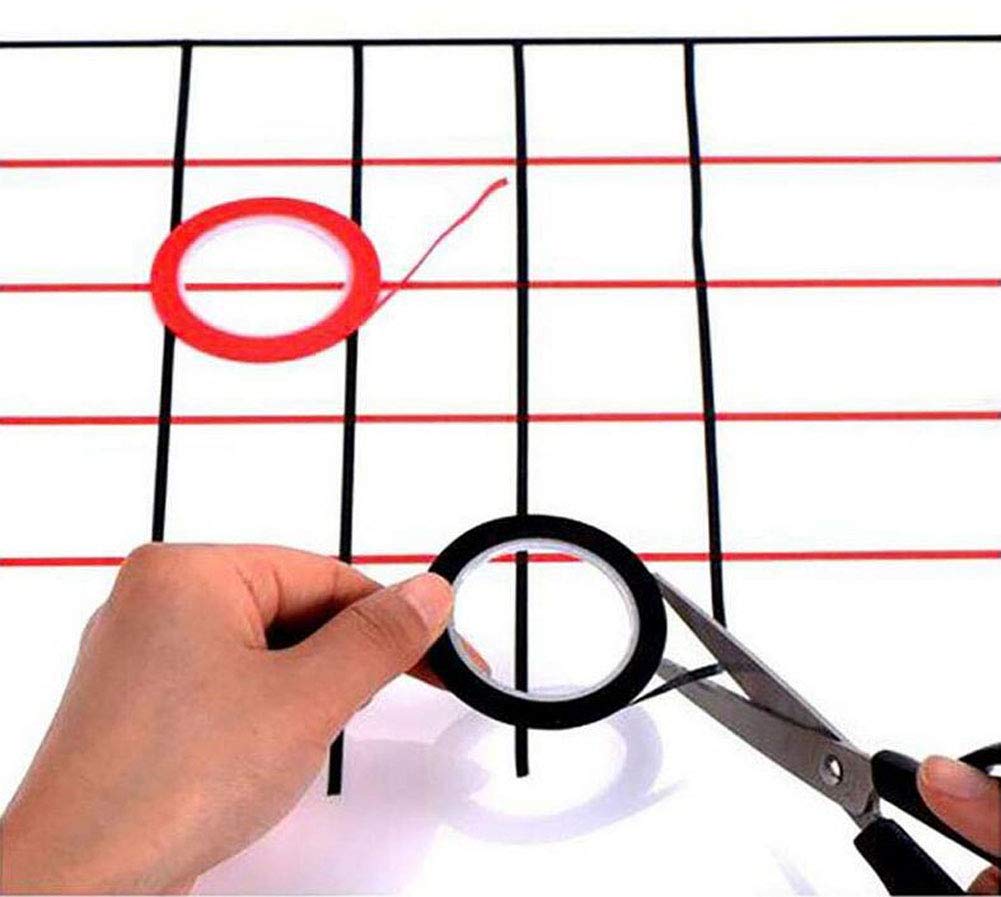 6 Rolls Graphic Chart Tape - 72 Yards per Roll, 3mm Width - Self-Adhesive Whiteboard Gridding Tape for Artists, Drafting & Design - Perfect for Whiteboards, Art Projects, Office Organization & Classroom Use (Red)