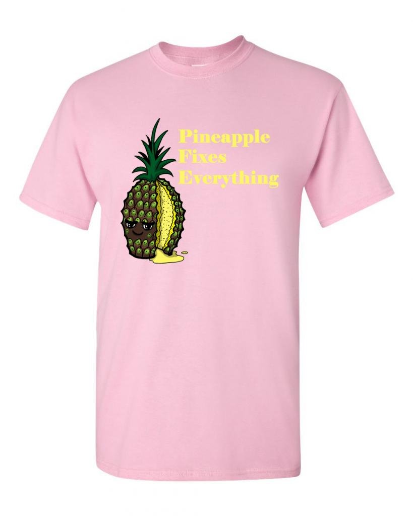 Pineapple Fixes Everything Funny Adult T-Shirt - Trendy Graphic Tee for Casual Wear & Gifts - Perfect for Beach, Vacation & Summer Outfits