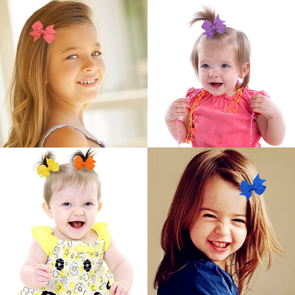 40Pcs Baby Hair Clips Set - 20 Colorful 2 Inch Grosgrain Ribbon Bows with Alligator Clips for Girls, Infants & Toddlers - Perfect for Parties, Daily Wear & Photo Shoots