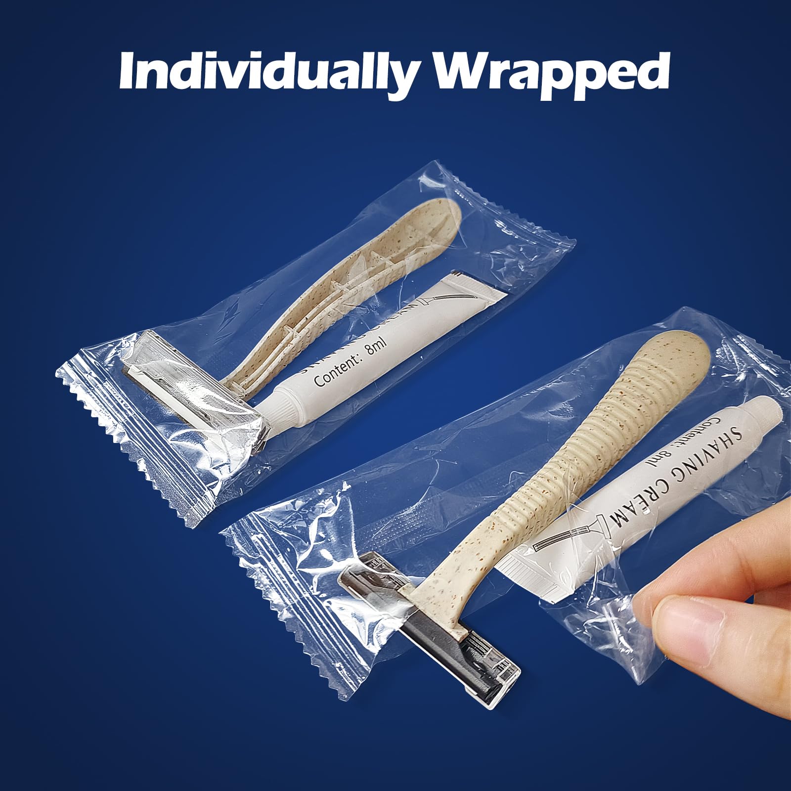 (50 Pack) Kheoxusa 3-Blade Disposable Razors - Individually Wrapped, Triple Blade Shaving Razors for Men & Women - Perfect for Travel, Hotels, Airbnb, Shelters, and On-The-Go Grooming