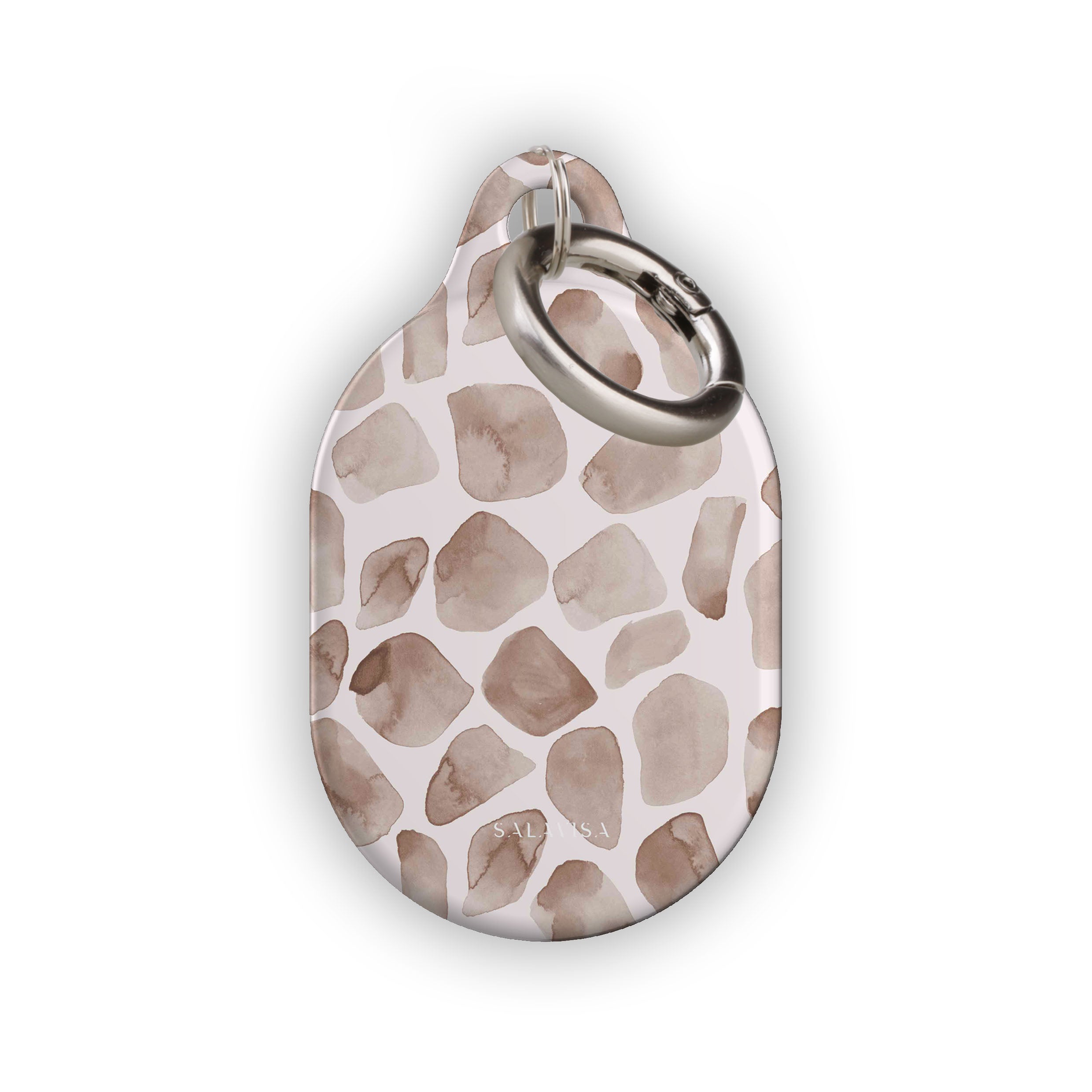 Leather AirTag Holder with Safari Watercolor Design - Secure & Stylish Keychain for Travel, Luggage, Backpacks & Pets Tracking | Perfect for iPhone Users