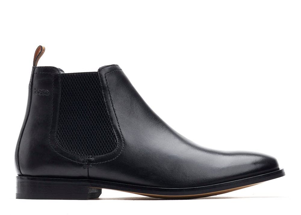 Base London LYNCH WAXY BLACK Men's Chelsea Boots - Waterproof Leather Ankle Boots for Men, Fashionable Slip-On Dress Shoes for Business Casual & Night Out
