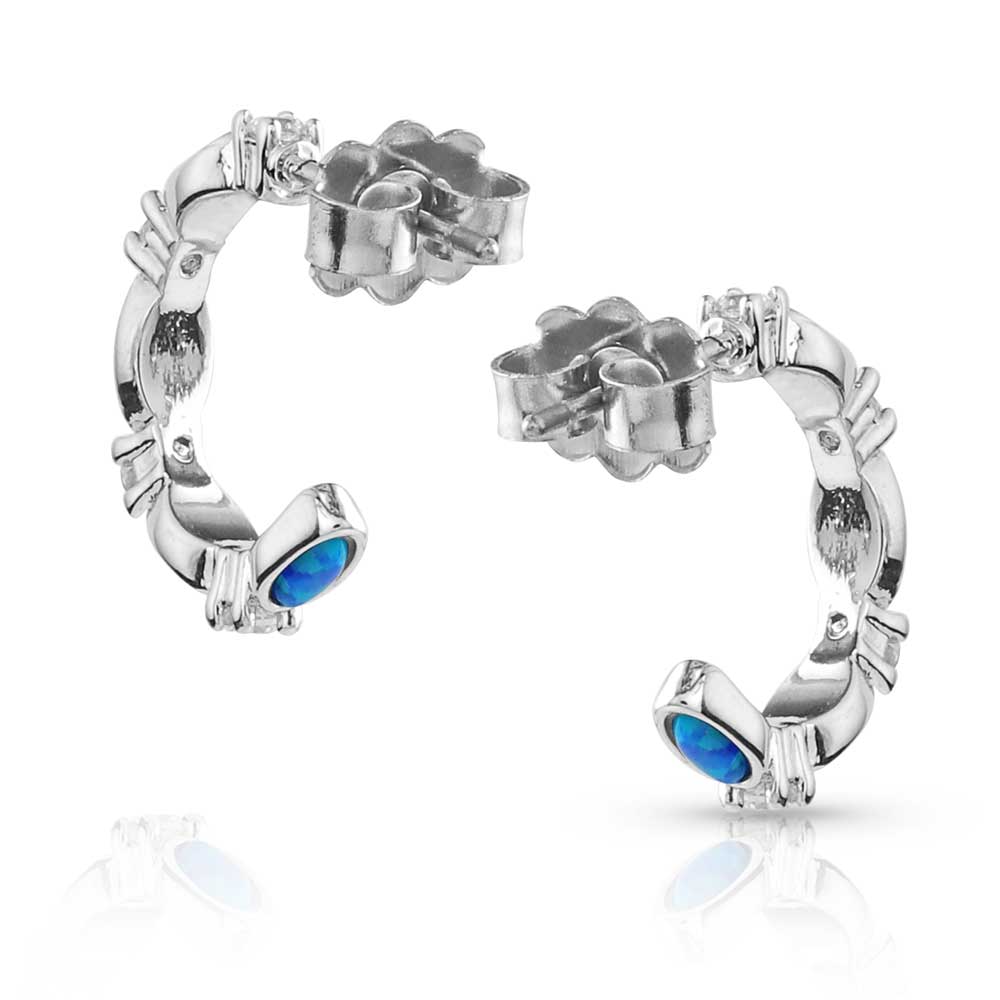 Moonlit Night Crystal Opal Hoop Earrings for Women - Elegant Silver Jewelry for Party, Wedding & Evening Outfits