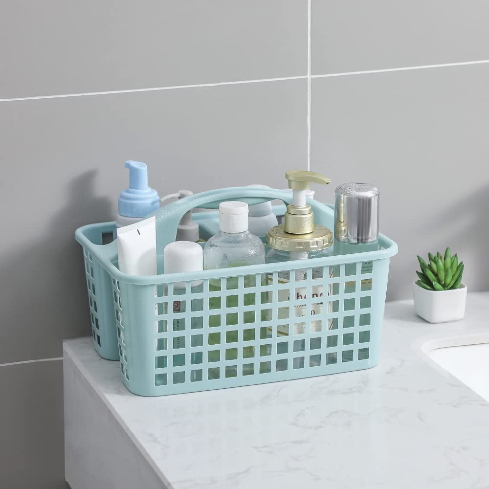 Plastic Cleaning Caddy with Handle - Shower & Garden Storage Basket (Blue)