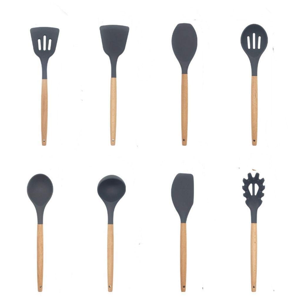 Premium 6-Piece Silicone & Wooden Kitchen Utensil Set - Non-Stick Cooking Tools with Heat-Resistant Spatula, Spoon, Turner - Perfect Gift for Home Chefs & Cooking Enthusiasts (Ideal for Baking, Frying & Everyday Meal Prep)