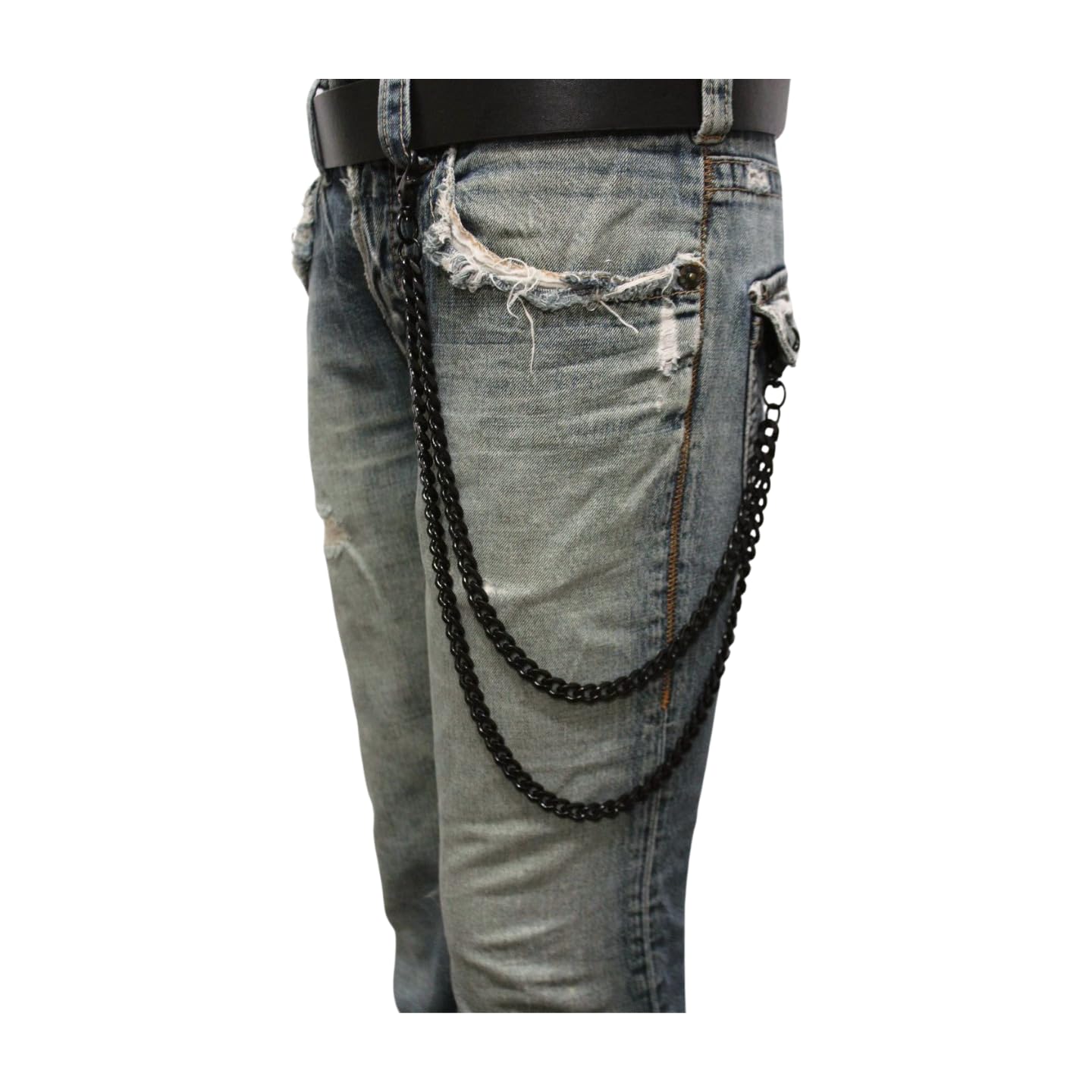 Men's Biker Wallet Chain - 2 Strands Motorcycle Keychain for Jeans & Accessories | Stylish Black Metal Links for Biker Fashion & Motorcycle Enthusiasts | Perfect for Everyday Use, Riding & Gifts