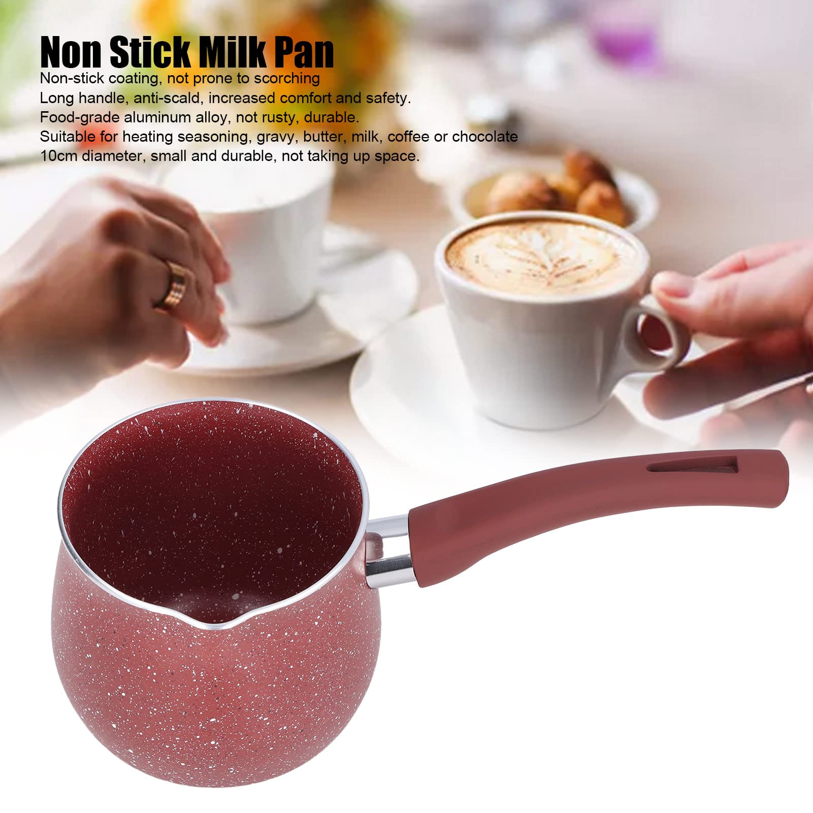Mini Butter Warmer Pan - 3.9 Inch Non-Stick Small Sauce Pan with Pour Spout, Single Handle Milk Boiling Pot for Cooking, Coffee Heating, Chocolate Melting - Perfect for Kitchen, Camping & RV Use (Red)