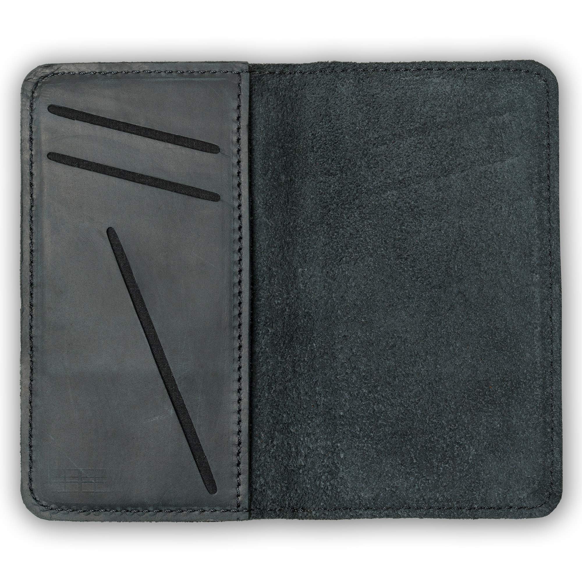 PEGAI Personalized 100% Genuine Leather Wallet Case for iPhone 11 with Card Holder & Screen Protector - Handmade Magnetic Protective Phone Cover | McLean Charcoal | Perfect for Everyday Use, Travel & Business