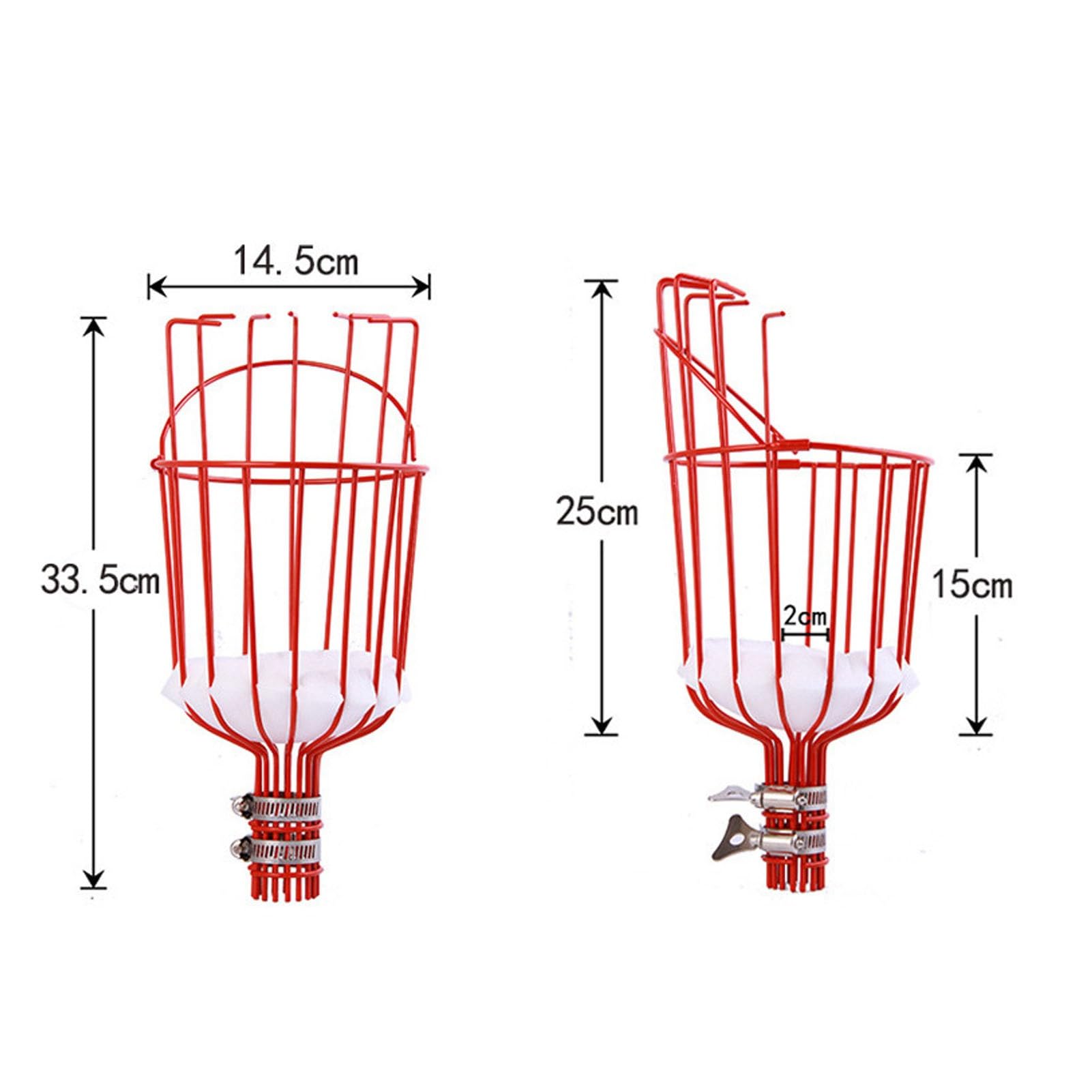 DAUZ Detachable Fruit Picker Basket - Rust-Resistant Harvesting Tool for Oranges, Pears & Apples | Perfect for Home Orchards, Farm Picking & Garden Harvesting (Red)