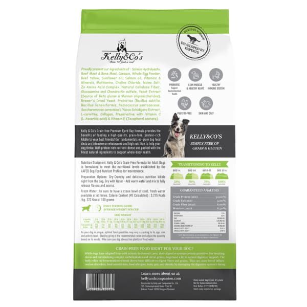 Kelly & Co's Fjord Bay Salmon & Beef Grain-Free Dry Dog Food - 2.72kg (6 lbs) Premium Protein Recipe for Adult Dogs - Supports Skin & Coat Health - Perfect for Active Pets & Sensitive Stomachs
